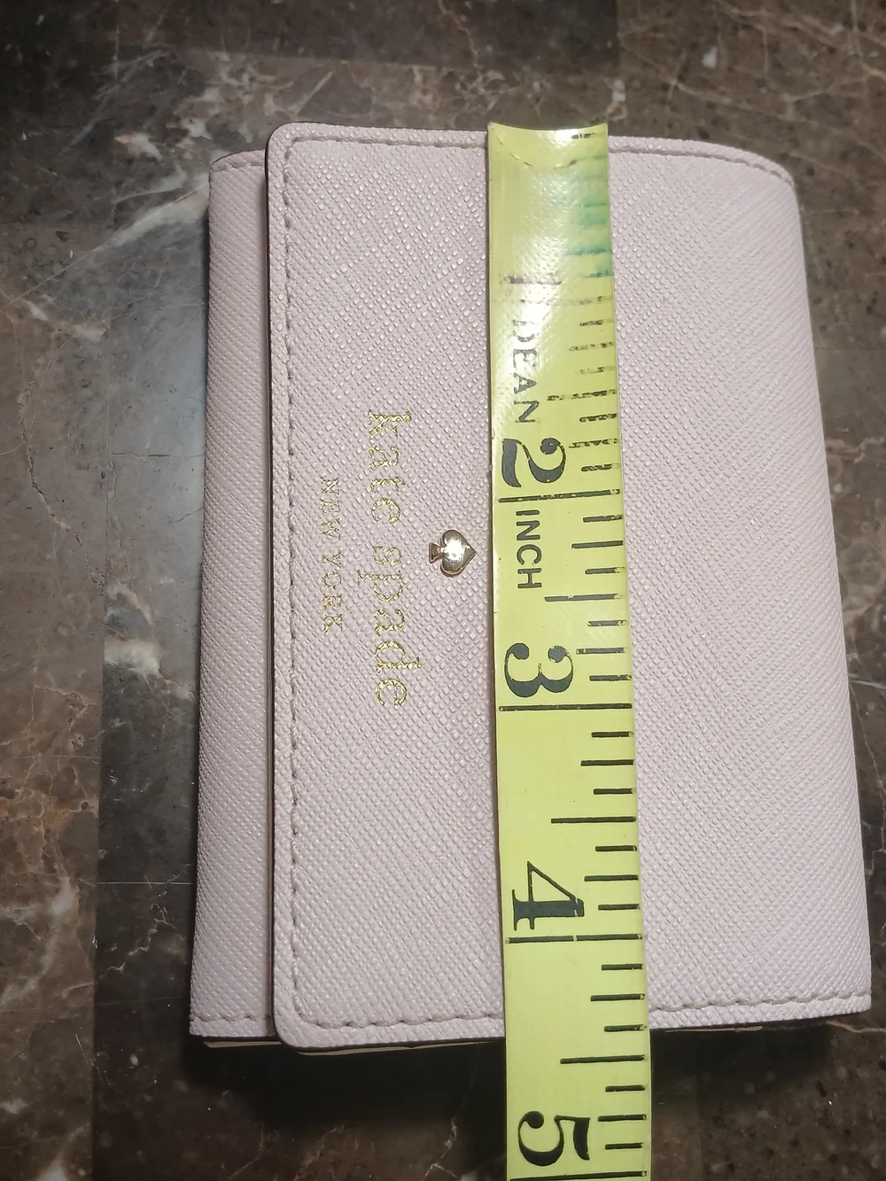 kate spade light pink Saffiano card & key holder with gold logo